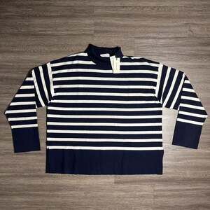 Aritzia Babaton Weekday Turtleneck Sweater Womens M Navy Cream Stripe NWT 119498